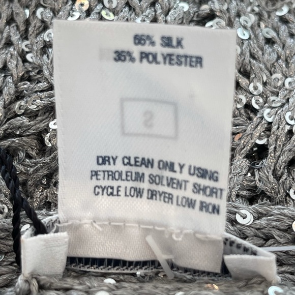 OSCAR DE LA RENTA SILVER SEQUINS SILK CARDIGAN SIZE S NWTS! - Picture 16 of 16
